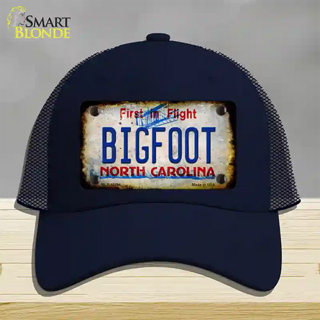 Bigfoot North Carolina Novelty License Plate Hat Tag Mesh / Navy