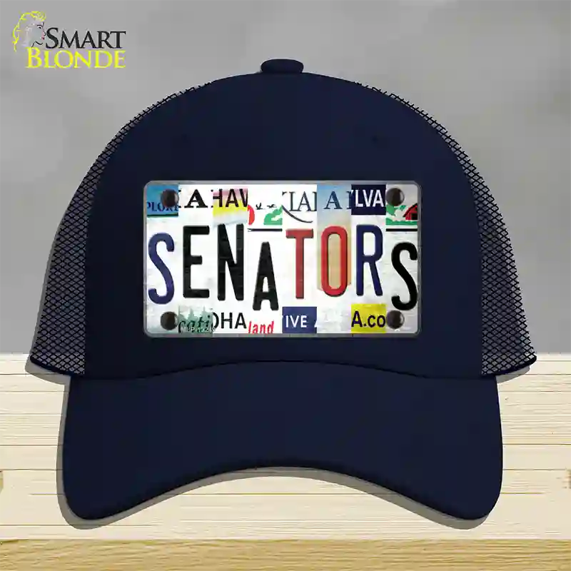 Senators Strip Art Novelty License Plate Hat Tag Mesh Navy