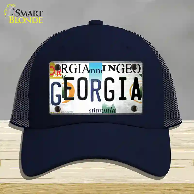 Georgia Strip Art Novelty License Plate Hat Tag Mesh Navy
