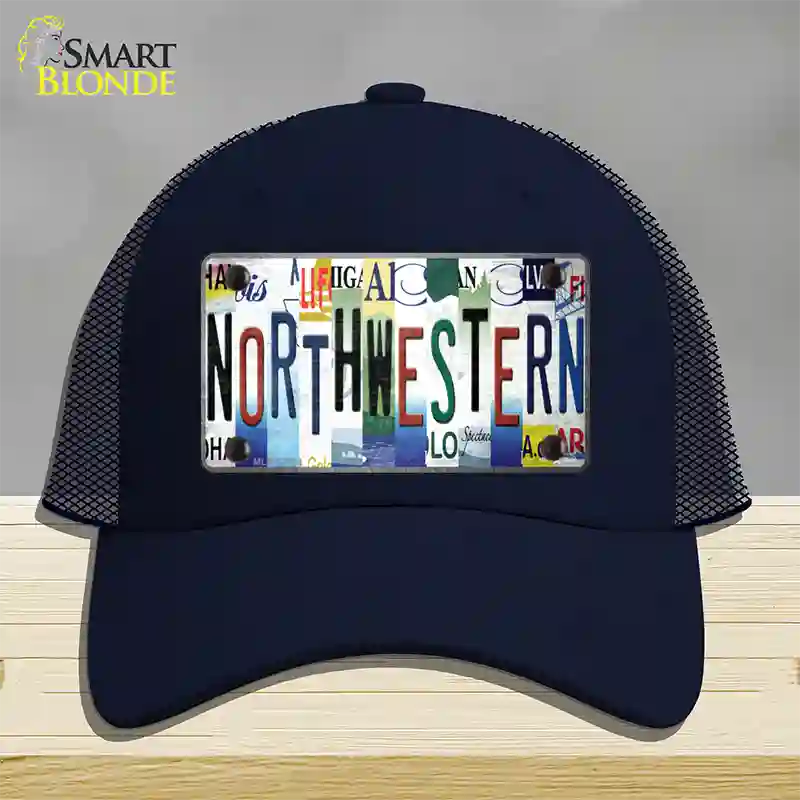 Northwestern Strip Art Novelty License Plate Hat Tag Mesh Navy