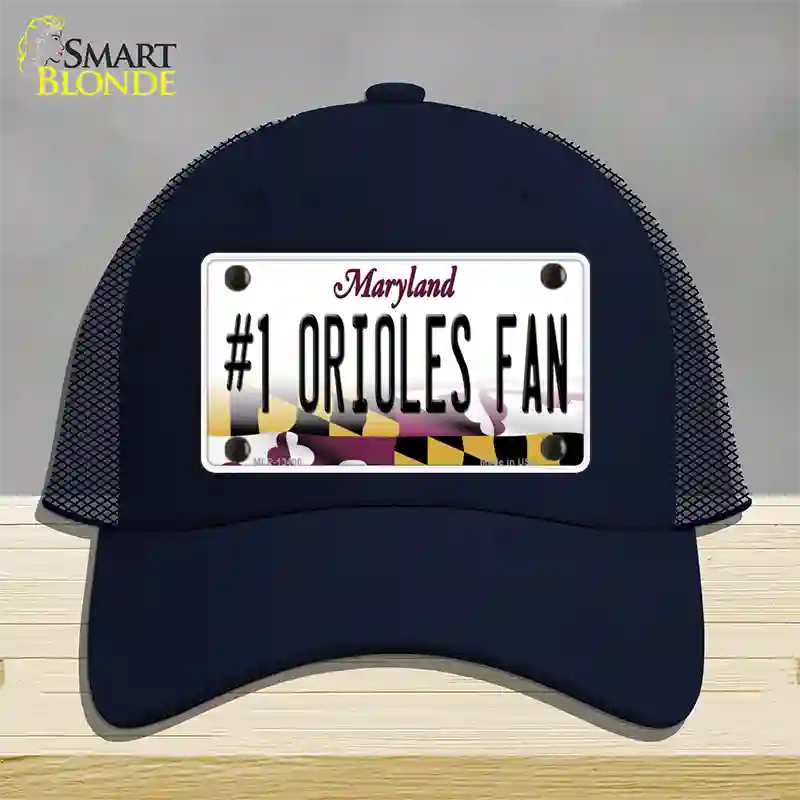 Number 1 Orioles Fan Novelty License Plate Hat Tag Mesh Navy