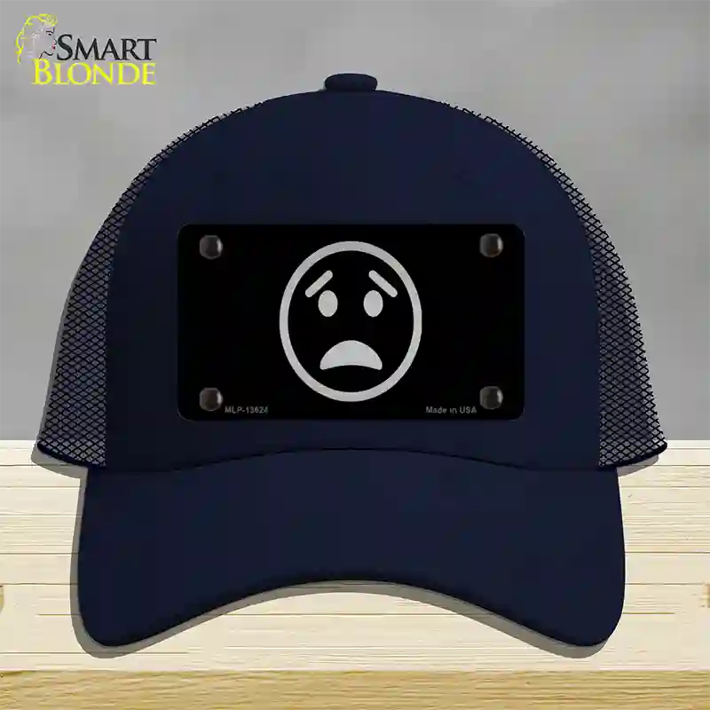Worried Black Novelty License Plate Hat Tag Mesh Navy
