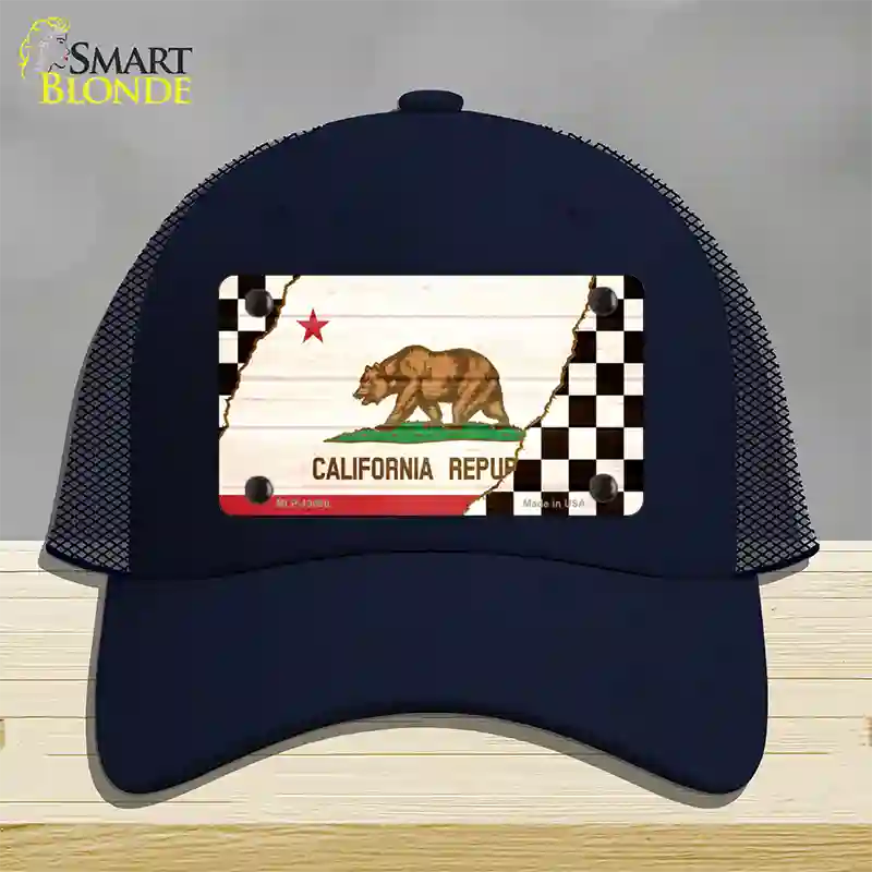 California Racing Flag Novelty License Plate Hat Tag Mesh Navy