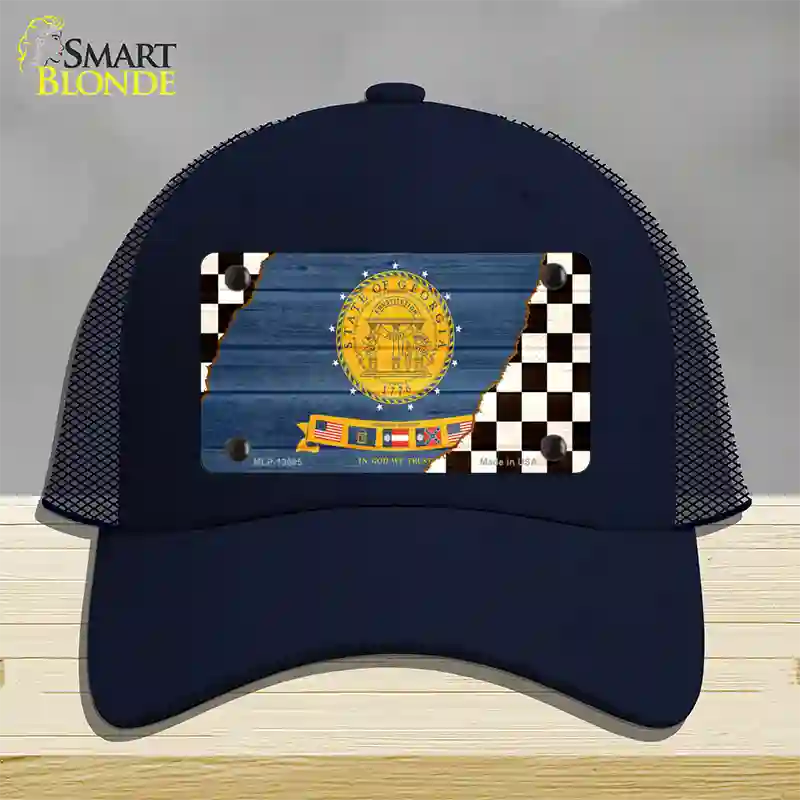 Georgia Racing Flag Novelty License Plate Hat Tag Mesh Navy