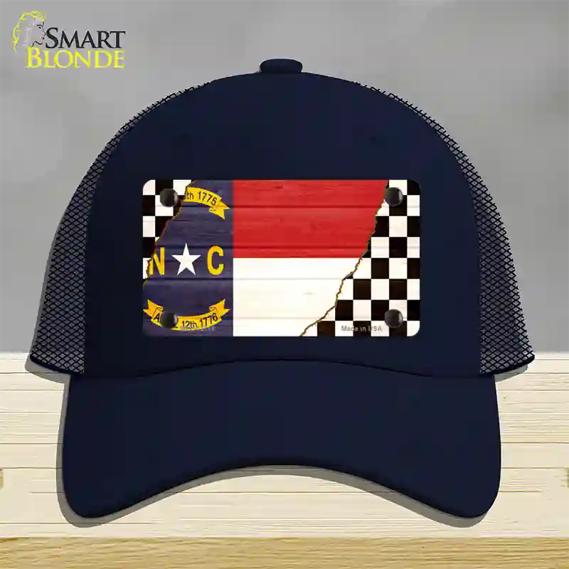 North Carolina Racing Flag Novelty License Plate Hat Tag Mesh Navy