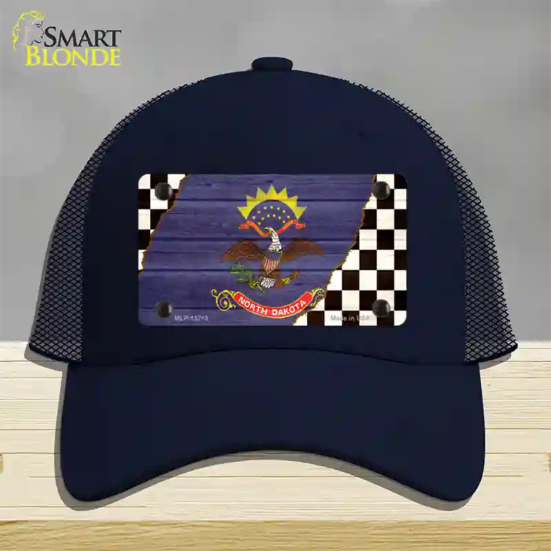 North Dakota Racing Flag Novelty License Plate Hat Tag Mesh Navy