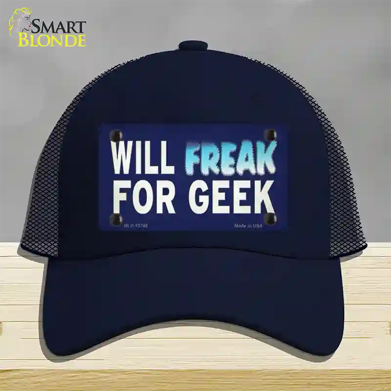 Will Freak For Geek Novelty License Plate Hat Tag Mesh Navy