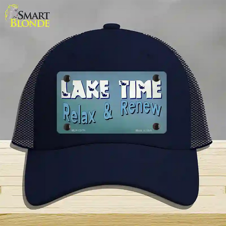 Lake Time Novelty License Plate Hat Tag Mesh Navy