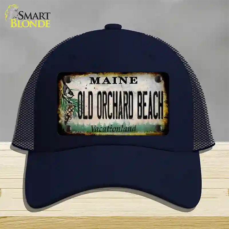 Old Orchard Beach Maine Rusty Novelty License Plate Hat Tag Mesh Navy