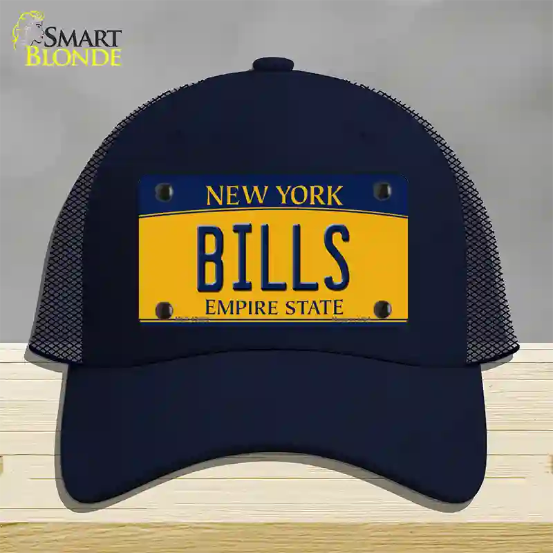 Bills New York Yellow Novelty License Plate Hat Tag Mesh Navy