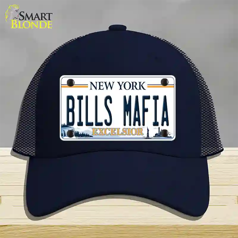 Bills Mafia NY Excelsior Novelty License Plate Hat Tag Mesh Navy