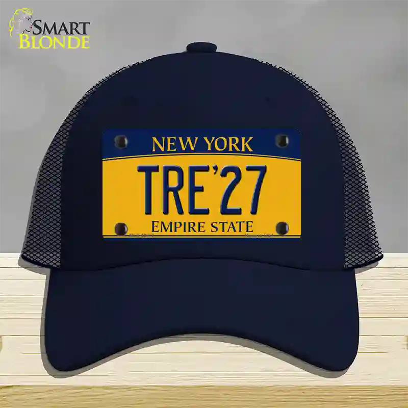 Tre 27 New York Yellow Novelty License Plate Hat Tag Mesh Navy