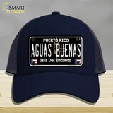 Aguas Buenas Puerto Rico Black Novelty License Plate Hat Mesh / Navy