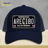 Arecibo Puerto Rico Black Novelty License Plate Hat Mesh / Navy