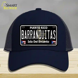 Barranquitas Puerto Rico Black Novelty License Plate Hat Mesh / Navy