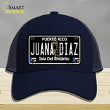 Juana Diaz Puerto Rico Black Novelty License Plate Hat Mesh / Navy