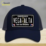 Vega Alta Puerto Rico Black Novelty License Plate Hat Mesh / Navy