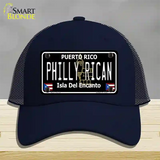 Philly Rican Puerto Rico Black Novelty License Plate Hat Mesh / Navy