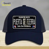 Puerta De Tierra Puerto Rico Black Novelty License Plate Hat Mesh / Navy