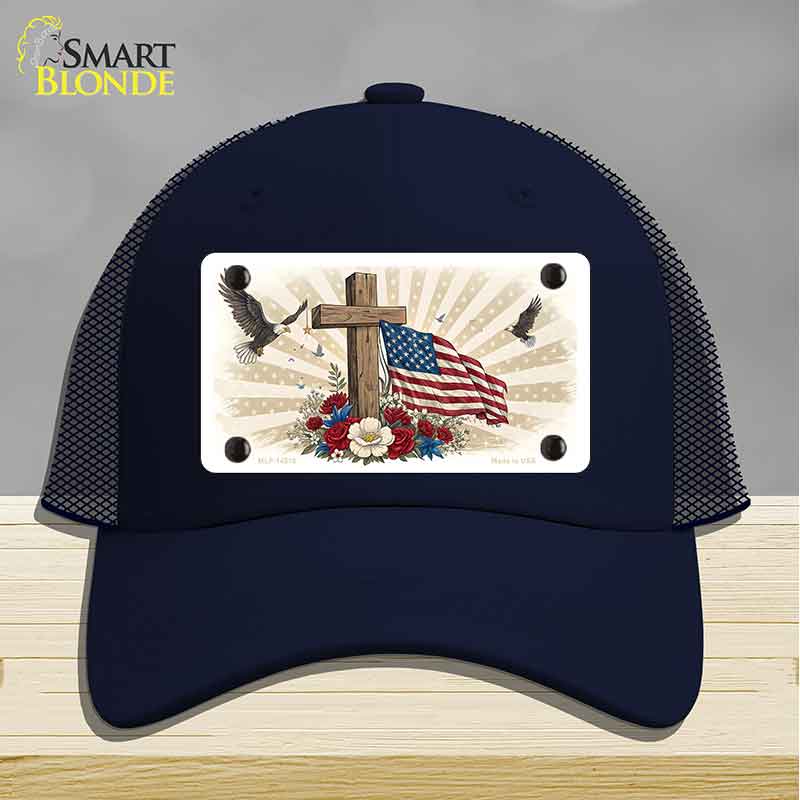 Eagle Flag and Cross Novelty License Plate Hat HAT-MLP-14510