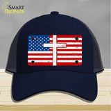 American Flag with Cross Novelty License Plate Hat HAT-MLP-14518