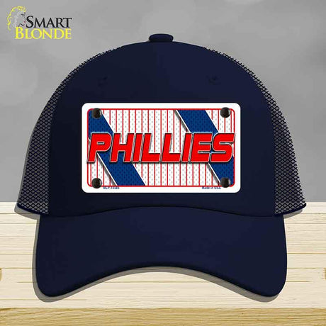 Navy blue cap with Phillies logo on a gray background