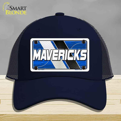 Navy blue cap with 'MAVERICKS' license plate design on a gray background