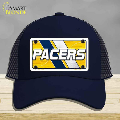 Navy blue cap with 'Pacers' logo on a gray background