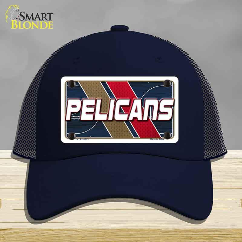 Navy blue cap with 'Pelicans' logo on a gray background