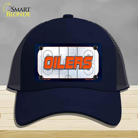 OILERS Graphic Novelty License Plate Hat HAT-MLP-14667 Mesh Navy