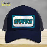 SHARKS Graphic Novelty License Plate Hat HAT-MLP-14679 Mesh Navy