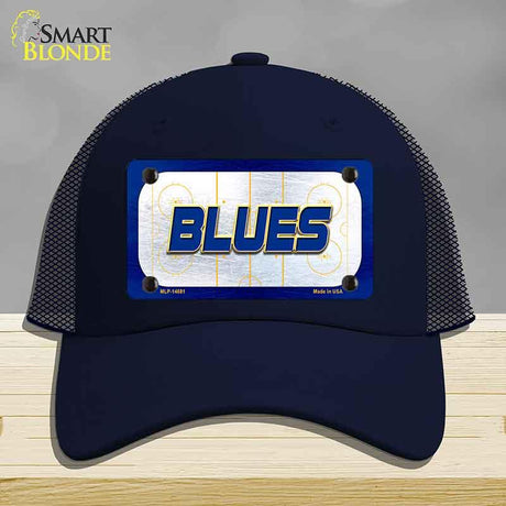BLUES Graphic Novelty License Plate Hat HAT-MLP-14681 Mesh Navy