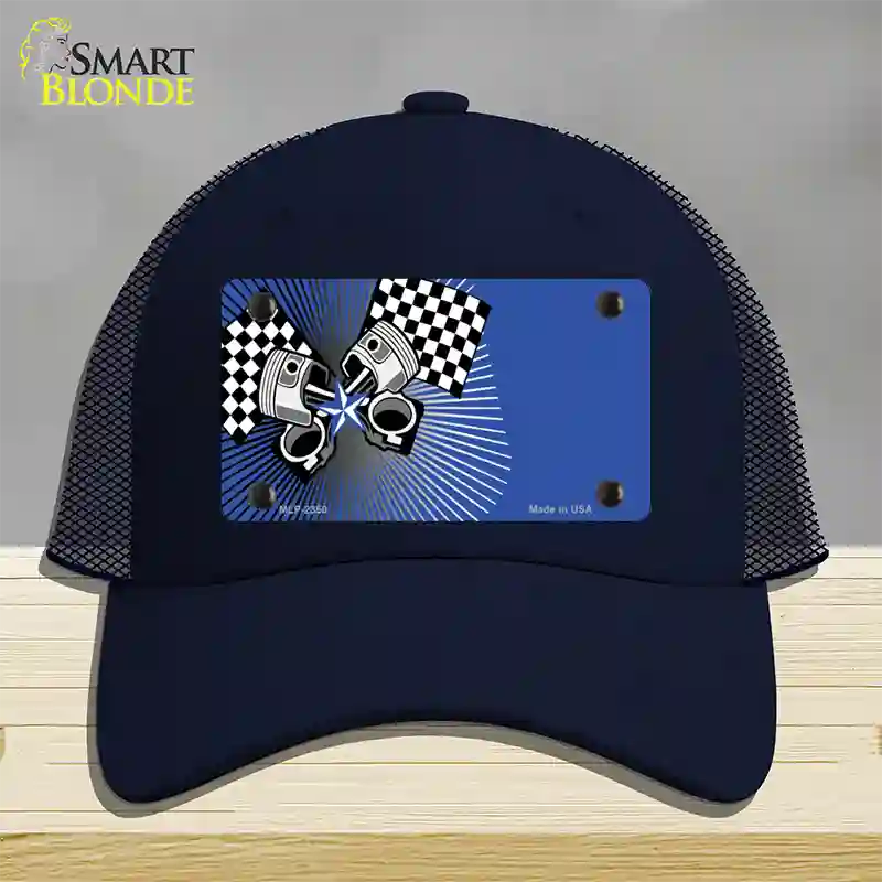 Racing Pistons Offset Novelty License Plate Hat Mesh / Navy