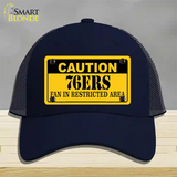 Caution 76ers Fan Novelty License Plate Hat Mesh / Navy
