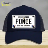 Ponce Puerto Rico Novelty License Plate Hat Mesh / Navy