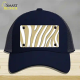 Gold White Zebra Novelty License Plate Hat Mesh / Navy