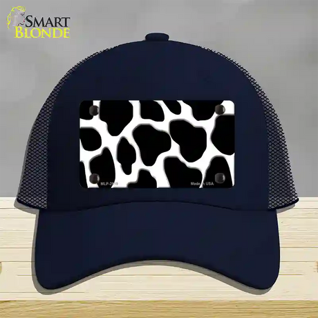 Black White Giraffe Novelty License Plate Hat Mesh / Navy