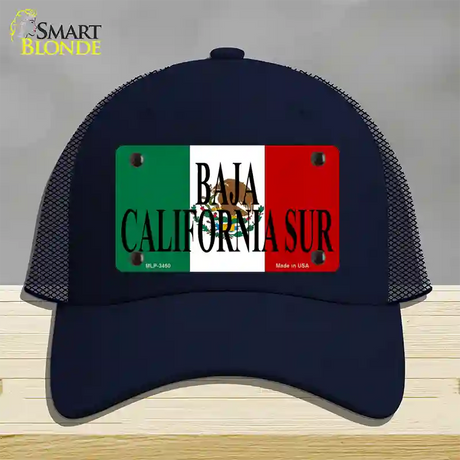 Baja California Sur Mexico Flag Novelty License Plate Hat Mesh / Navy