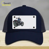 Motorcycle Offset Novelty License Plate Hat Mesh / Navy