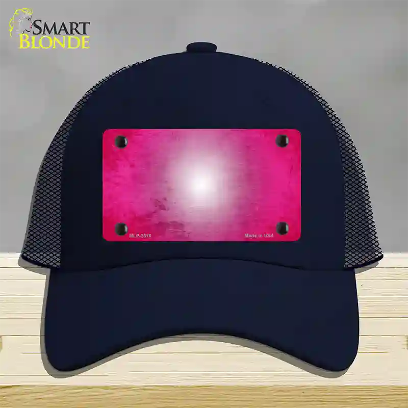 Pink White Fade Scratched Novelty License Plate Hat Mesh / Navy