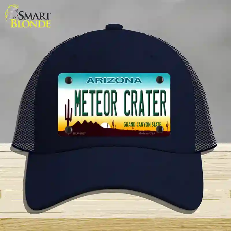 Arizona Meteor Crater Novelty License Plate Hat Mesh / Navy