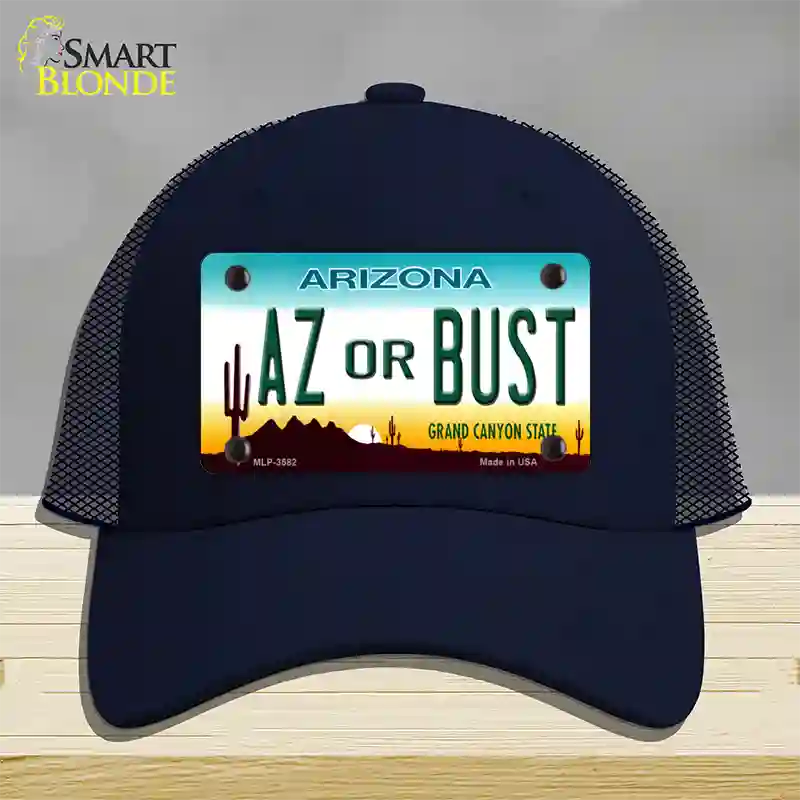 Arizona Az Or Bust Novelty License Plate Hat Mesh / Navy
