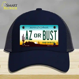 Arizona Az Or Bust Novelty License Plate Hat Mesh / Navy