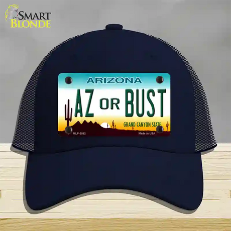 Arizona Az Or Bust Novelty License Plate Hat Mesh / Navy