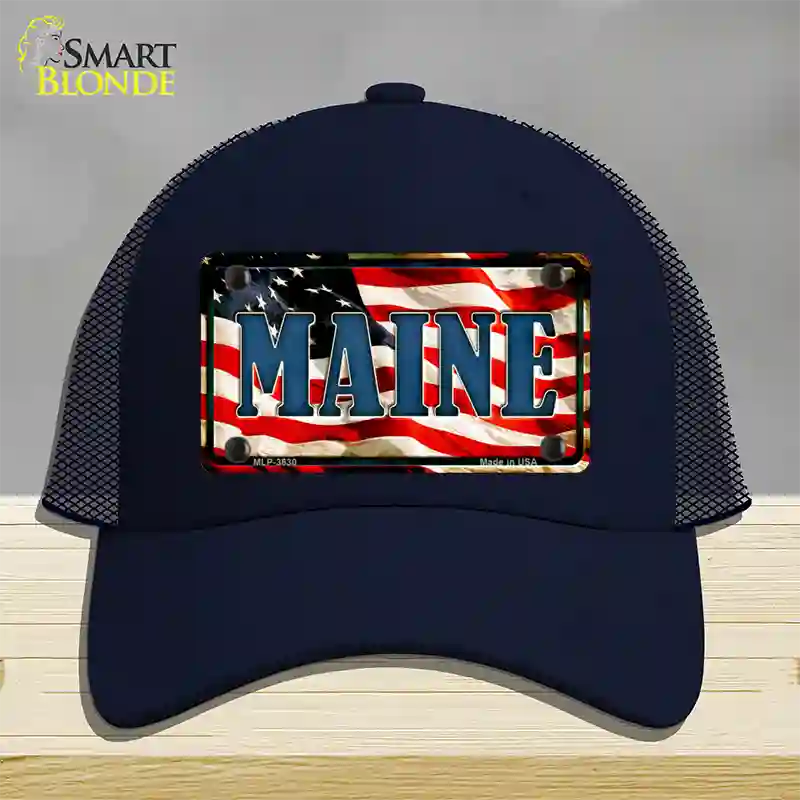 Maine USA Novelty License Plate Hat Mesh / Navy