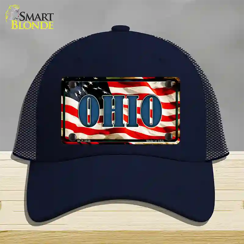 Ohio USA Novelty License Plate Hat Mesh / Navy