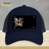 Butterfly Offset Novelty License Plate Hat Mesh / Navy