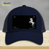 Unicorn Offset Black Novelty License Plate Hat Mesh / Navy