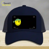 Winking Peace Smiley Offset Novelty License Plate Hat Mesh / Navy