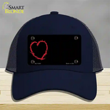Heart Offset Novelty License Plate Hat Mesh / Navy